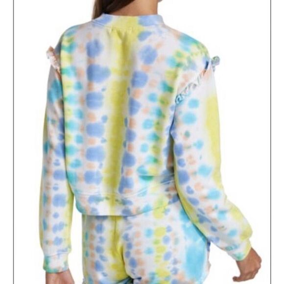 Generation Love Blue Tie-Dye Abella Ruffle Sweatshirt NEW $148 Womens Small S - Picture 2 of 12